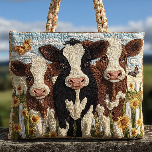 The Whimsical Cow Quilted Tote