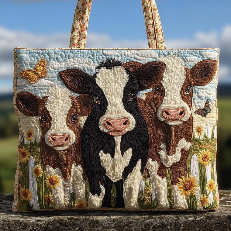 The Whimsical Cow Quilted Tote