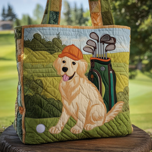 Golden Retriever Dog Golf Quilted Tote
