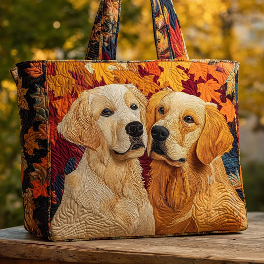 Autumn Golden Retriever Quilted Tote