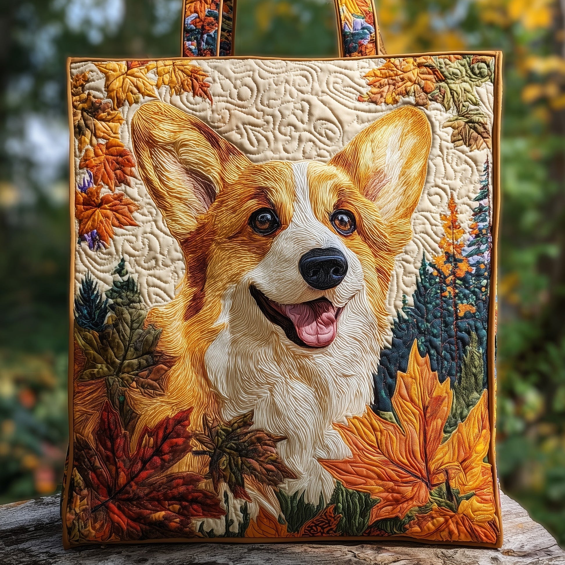 Corgi Dog Fall Leaves Tote Bag