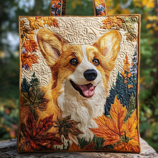 Corgi Dog Fall Leaves Tote Bag