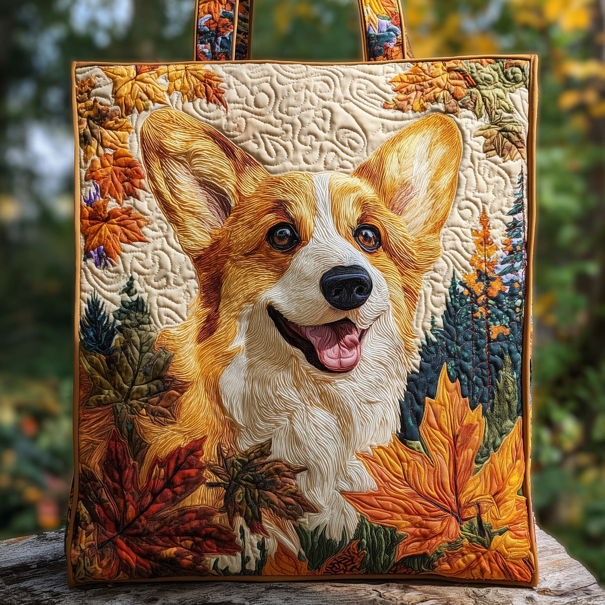 Corgi Dog Fall Leaves Tote Bag