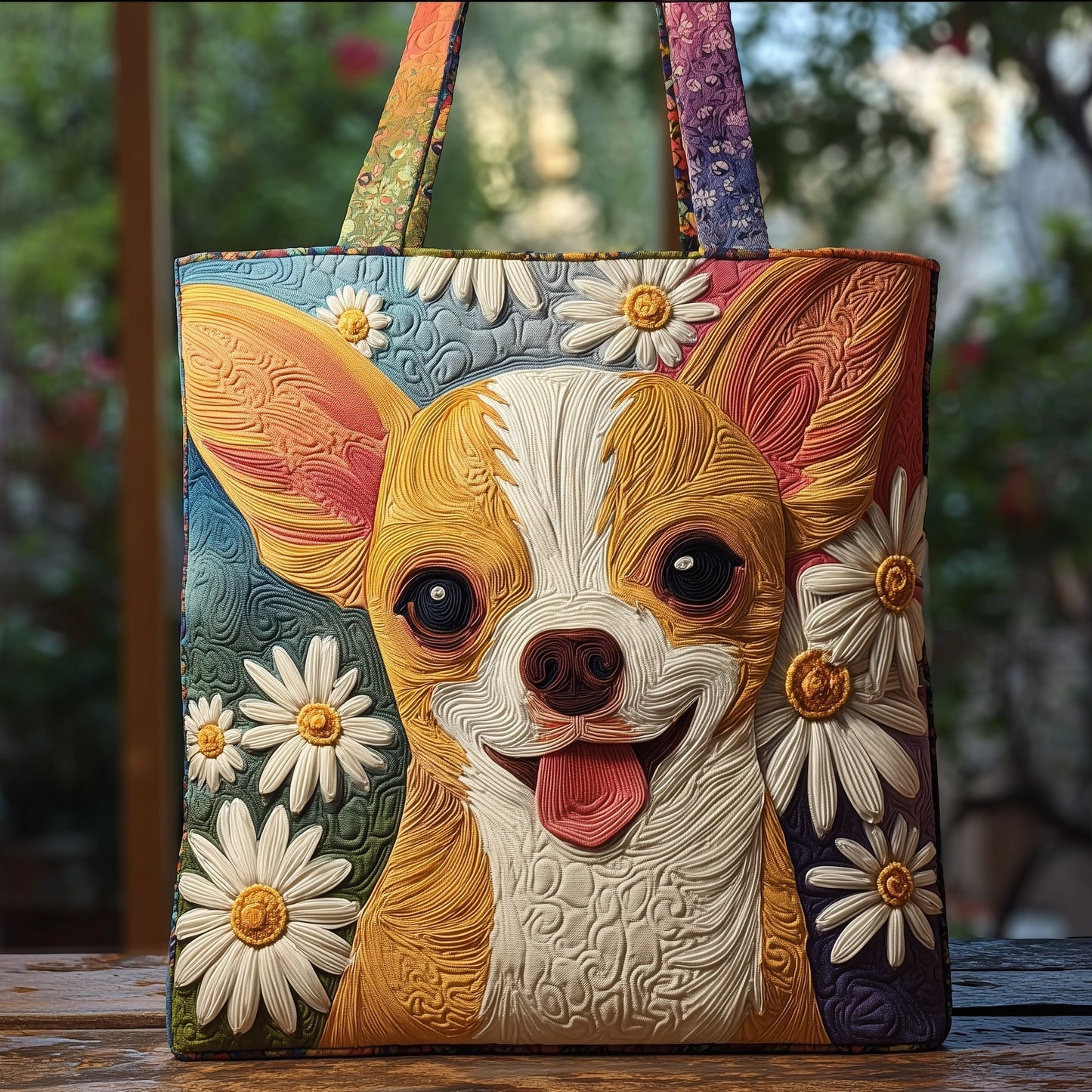 Chihuahua Dog Portrait Quilted Tote