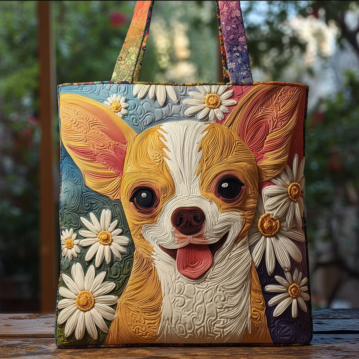 Chihuahua Dog Portrait Quilted Tote