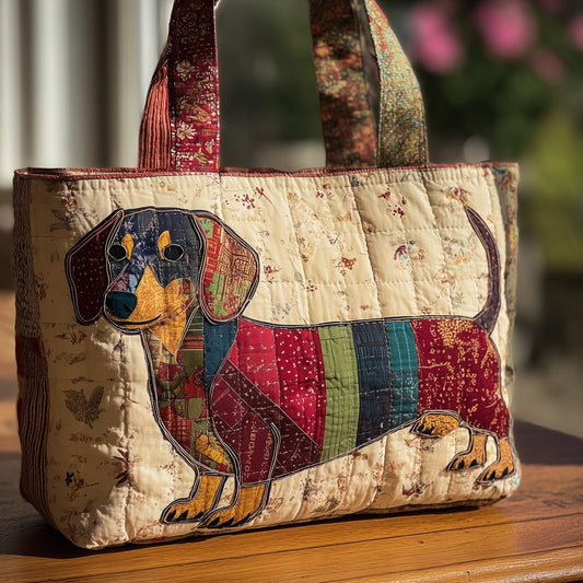 Dachshund Dog Patchwork Tote Bag