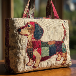Patchwork Dachshund Dog Quilted Tote