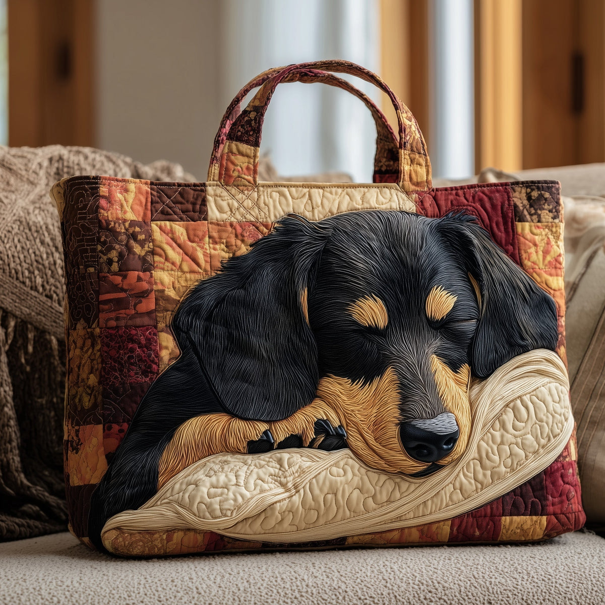 Everyday Dachshund Paw Quilted Tote