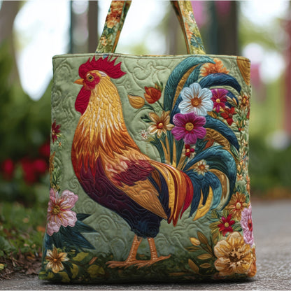 Everyday Rooster Floral Quilted Tote