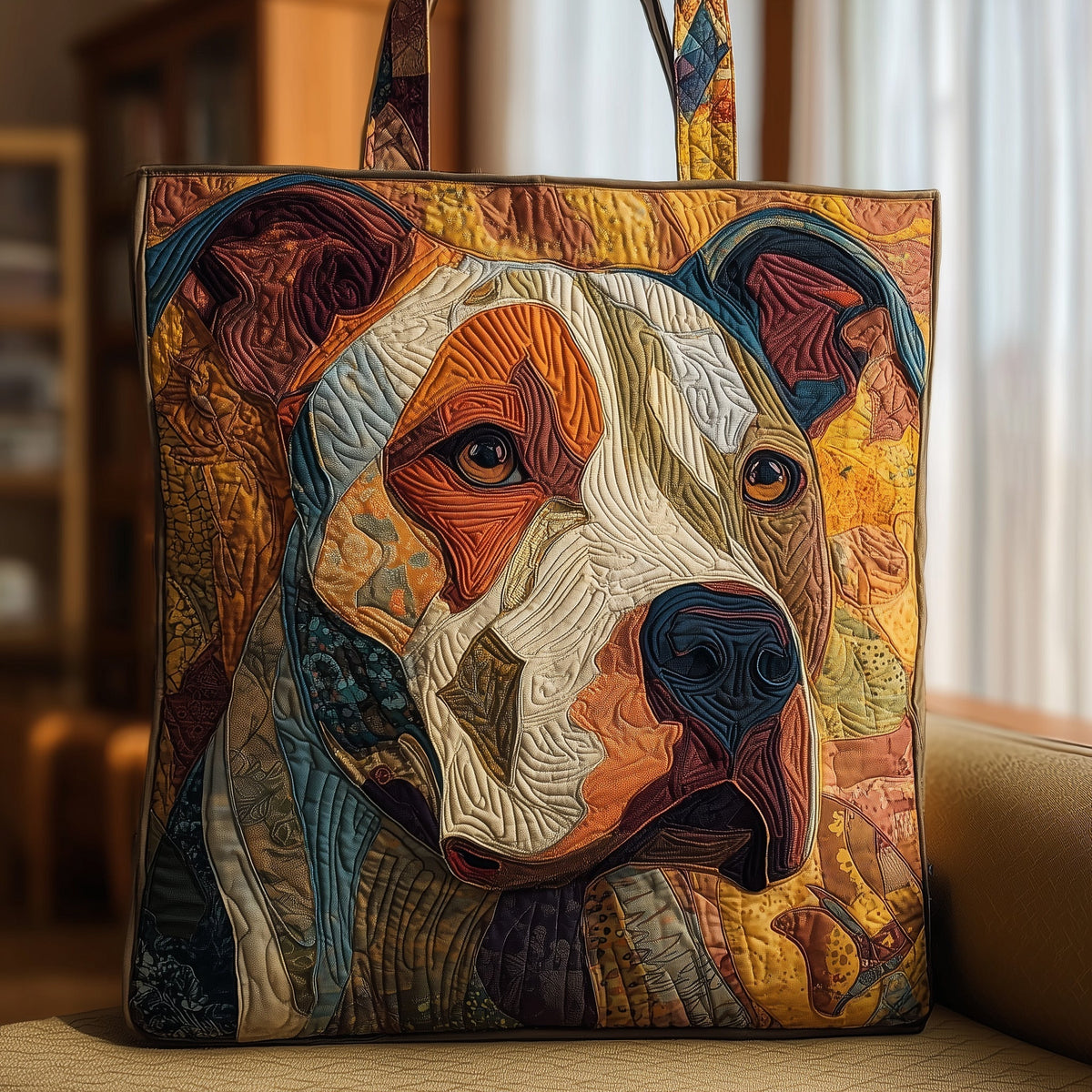 Pitbull Dog Portrait Tote Bag
