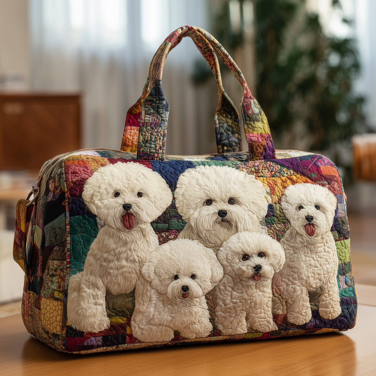 The Bichon Charm Quilted Duffle Tote