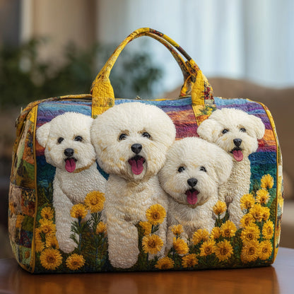 Bichon Frise Dogs Quilted Tote