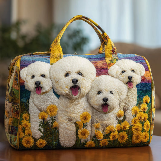 Bichon Frise Dogs Quilted Tote
