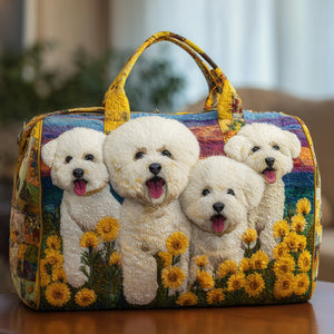 Bichon Frise Dogs Quilted Tote