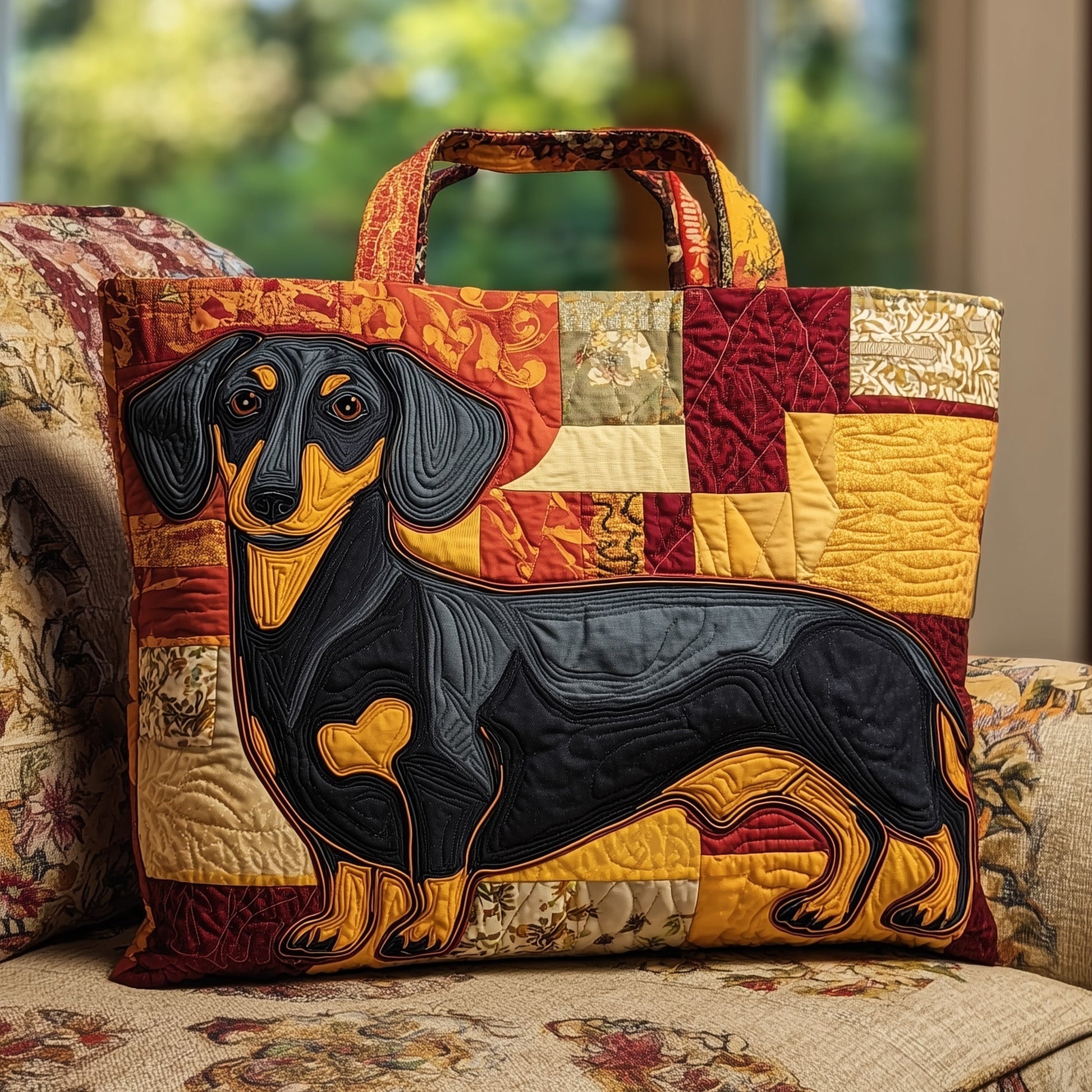Dachshund Dog Patchwork Quilted Tote