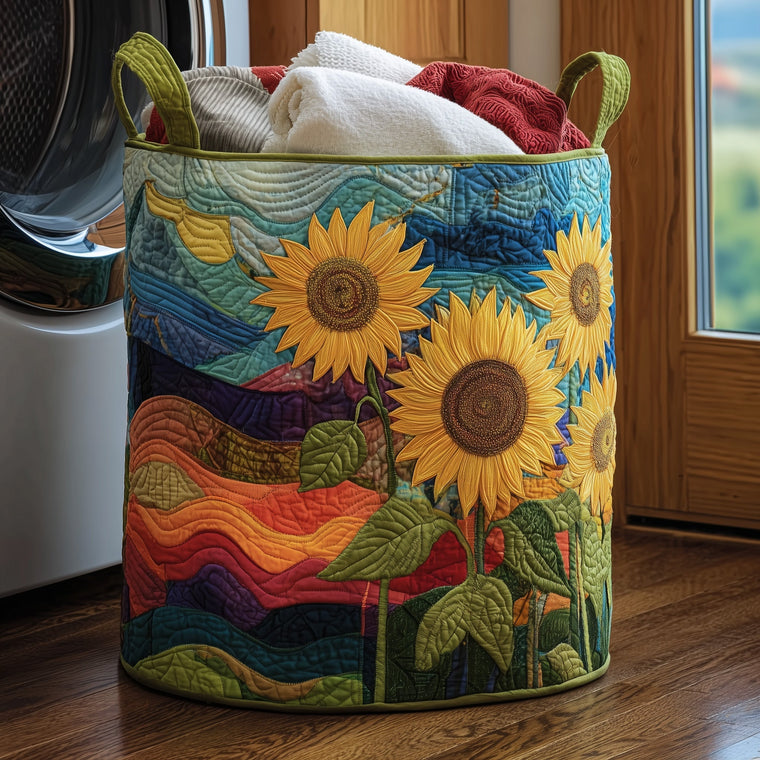 Sunflower Field Laundry Tote Bag