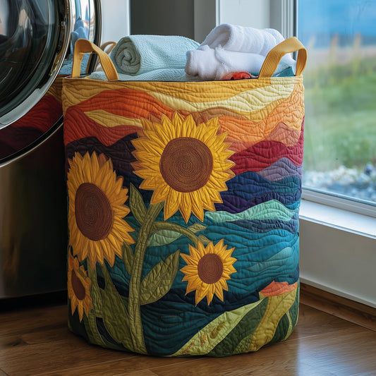 The Sunflower Field Quilted Laundry Basket Tote 2618