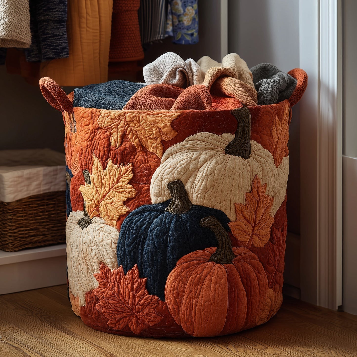 Autumn Pumpkin Laundry Tote Bag