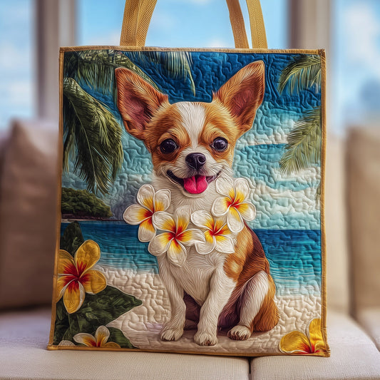 Chihuahua Dog Beach Quilted Tote