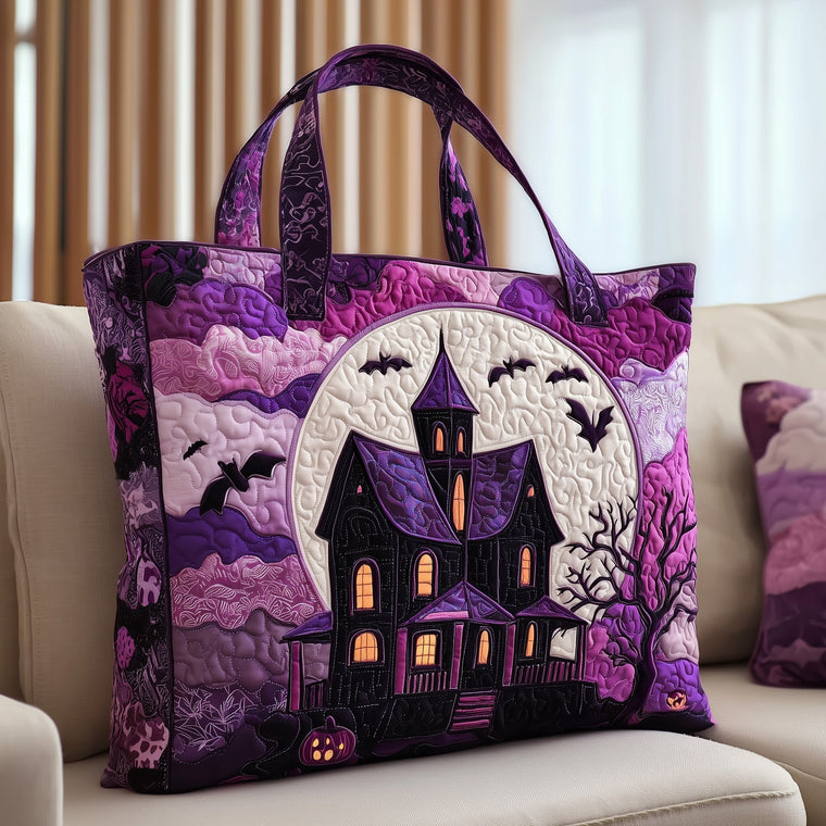 Haunted House Halloween Quilted Tote