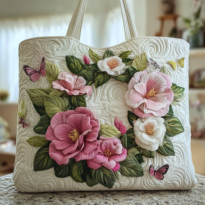 The Camellia Floral Quilted Tote