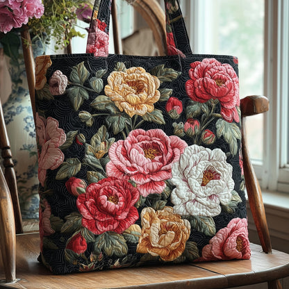 Everyday Camellia Flowers Quilted Tote