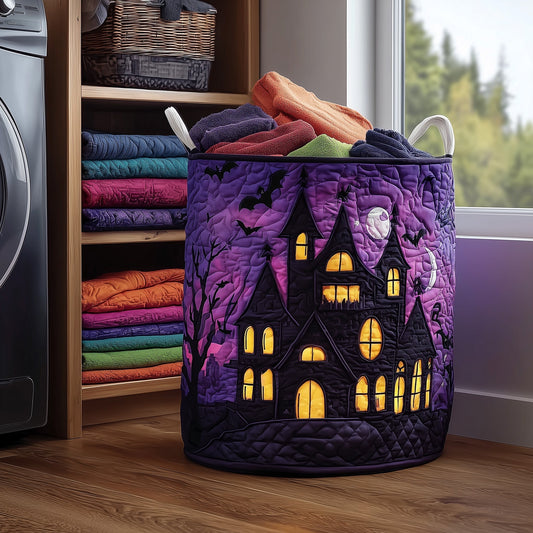 The Haunted Manor Quilted Laundry Basket Tote