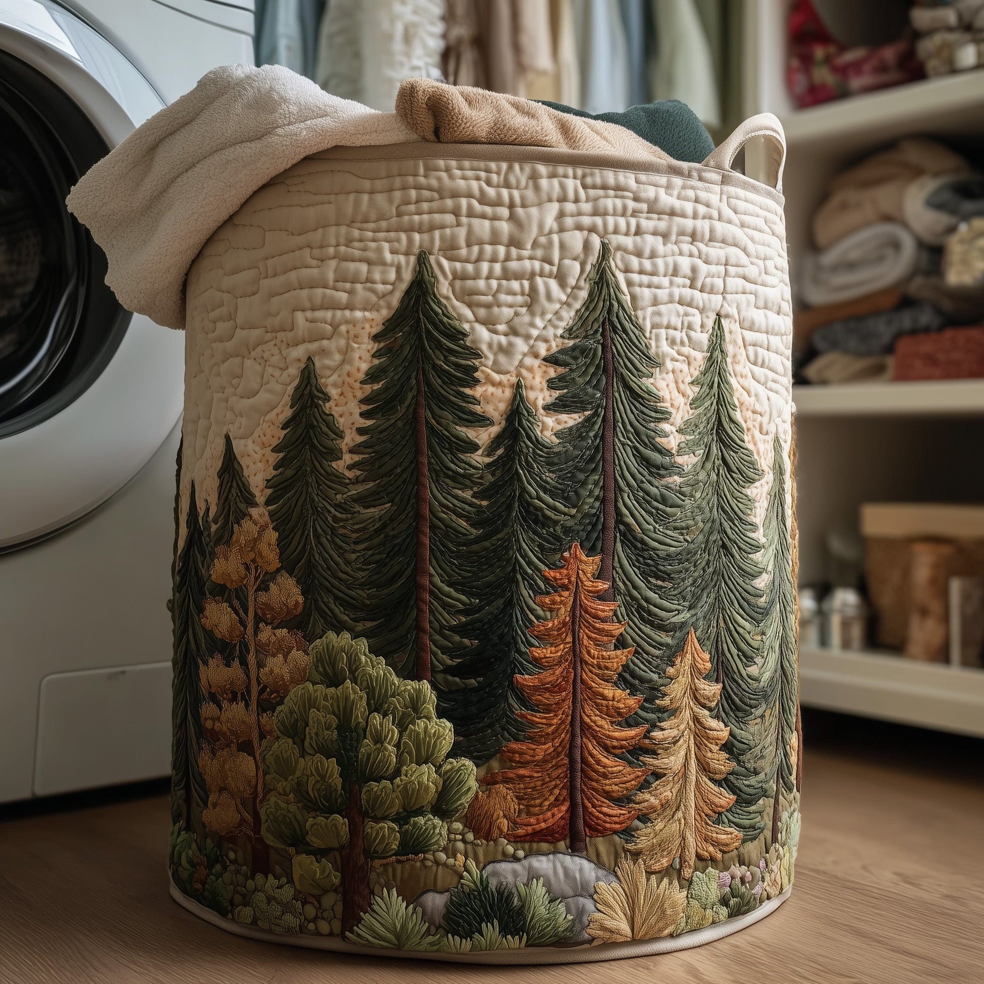 Forest Laundry Basket Quilted Tote