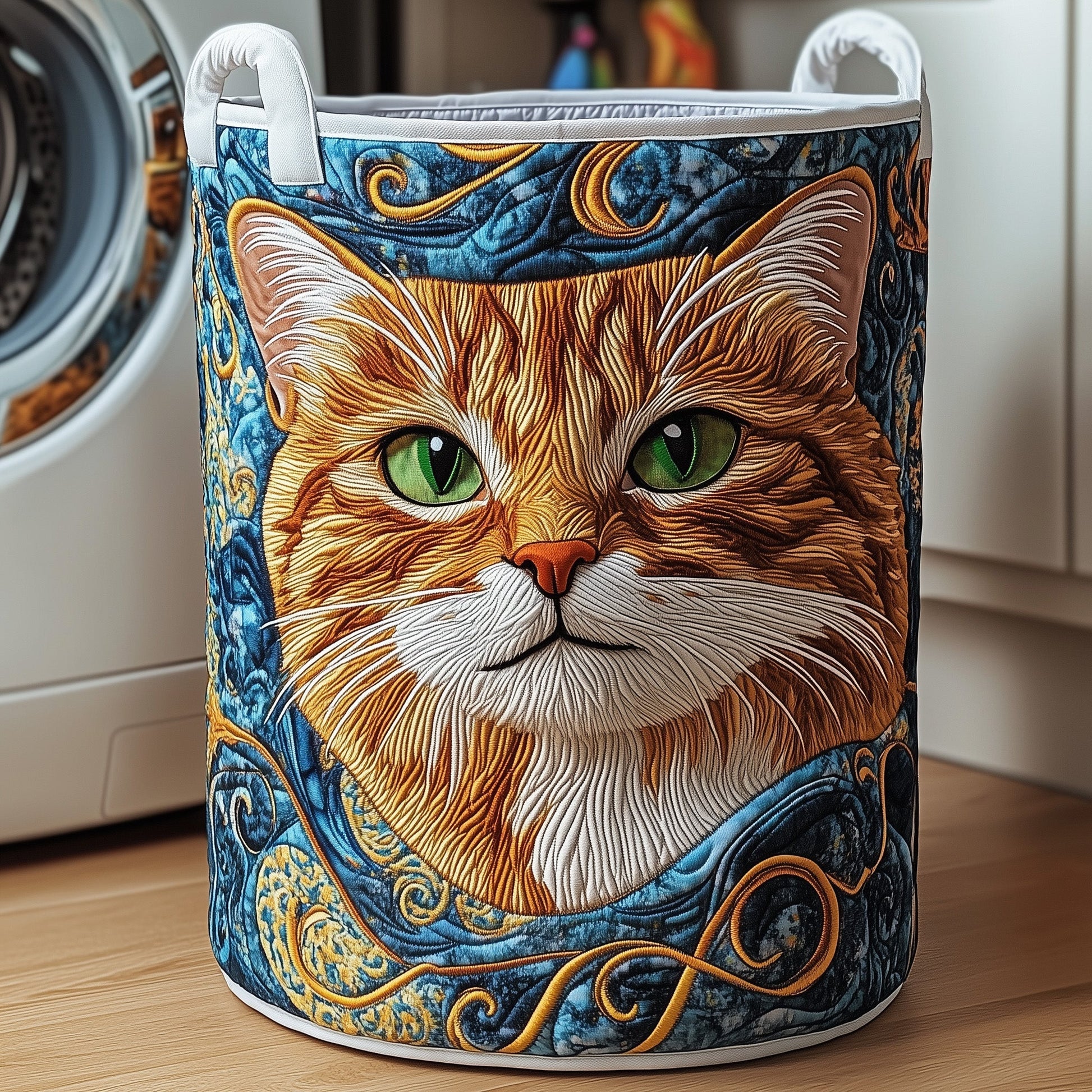 The Adorable Cat Quilted Laundry Basket Tote