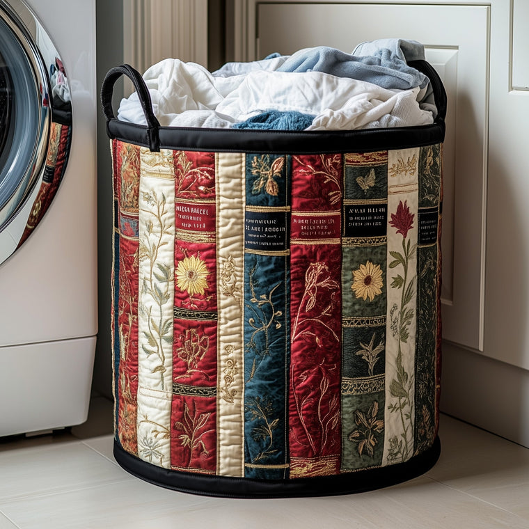 The Books Quilted Laundry Basket Tote
