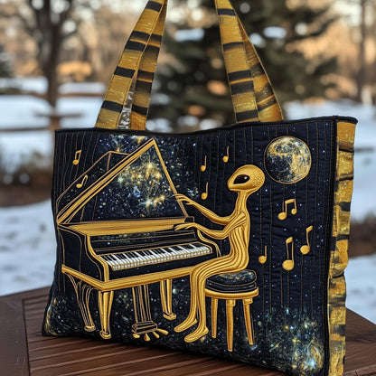 The Alien Pianist Quilted Tote