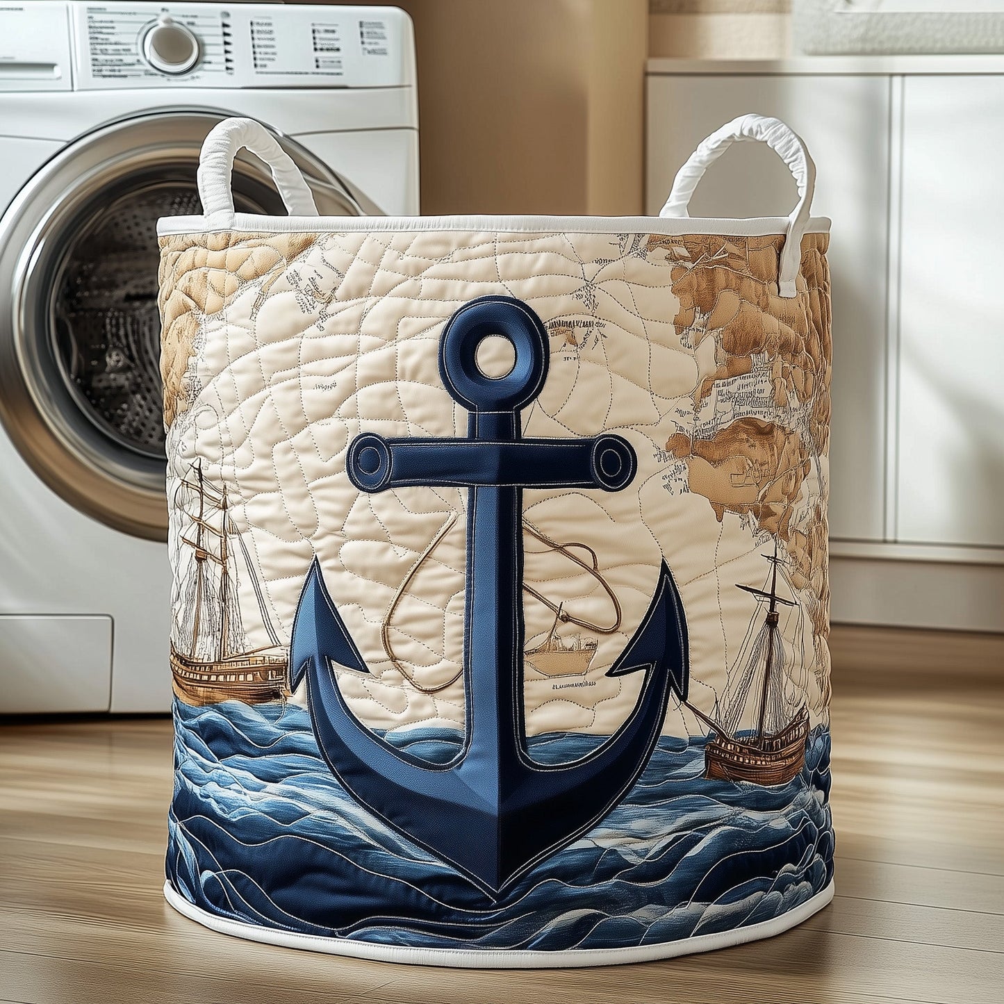 Nautical Anchor Laundry Tote Bag