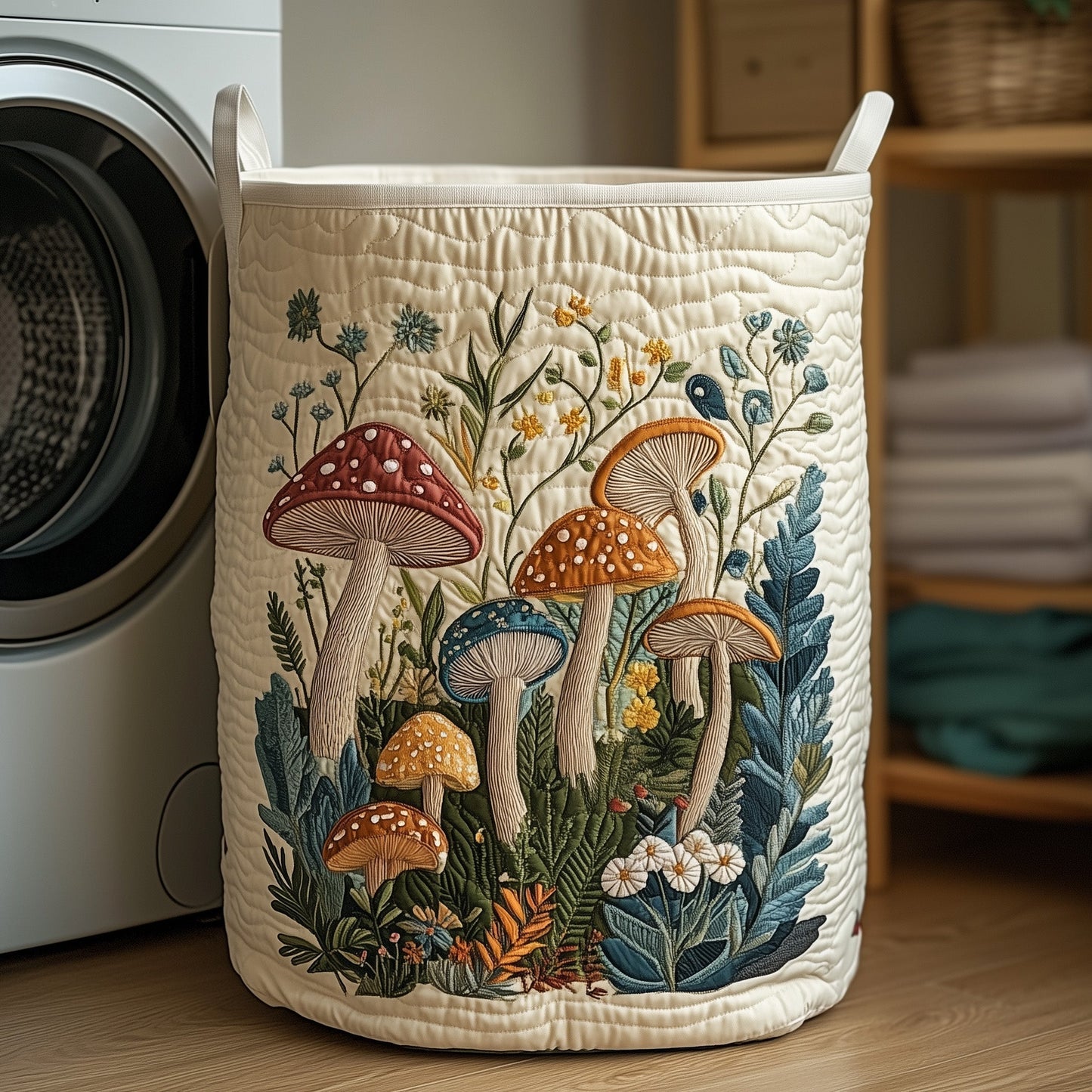 Mushroom Forest Laundry Quilted Tote