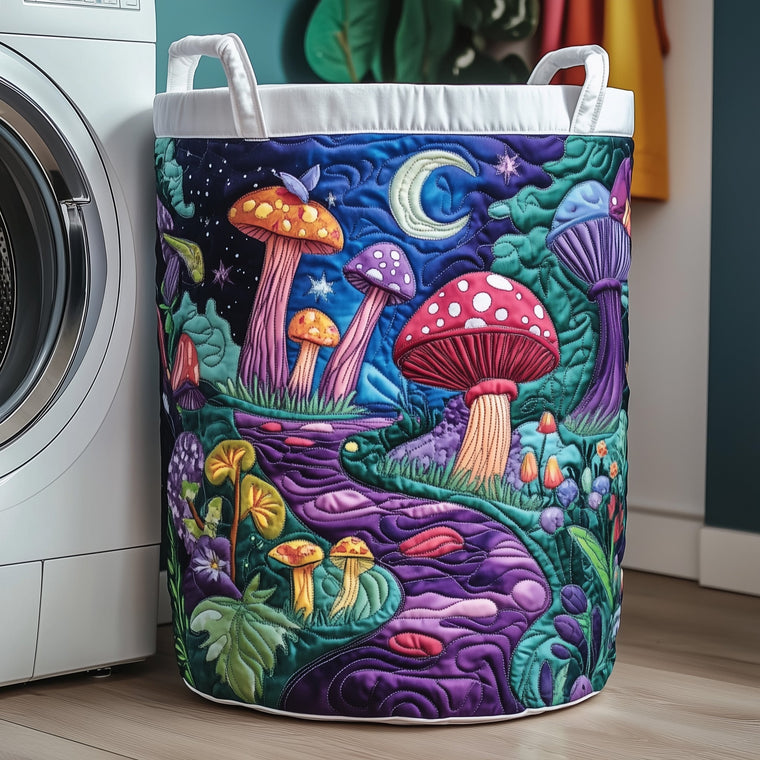 The Moonlit Toadstool Quilted Laundry Basket Tote