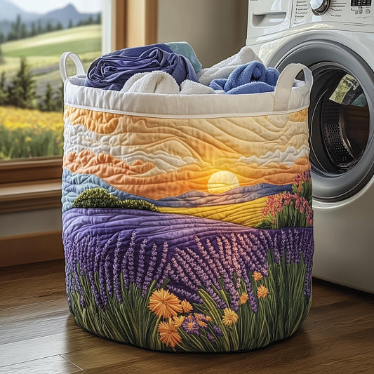 The Lavender Meadow Quilted Laundry Basket Tote