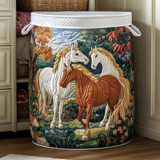 The Running Horses Quilted Laundry Basket Tote