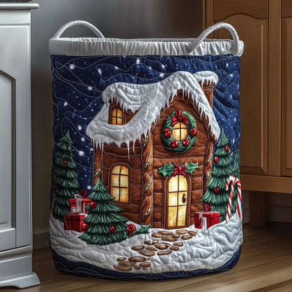 Gingerbread Cabin Laundry Quilted Tote