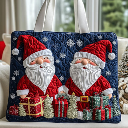 Santa Claus Holiday Scene Quilted Tote