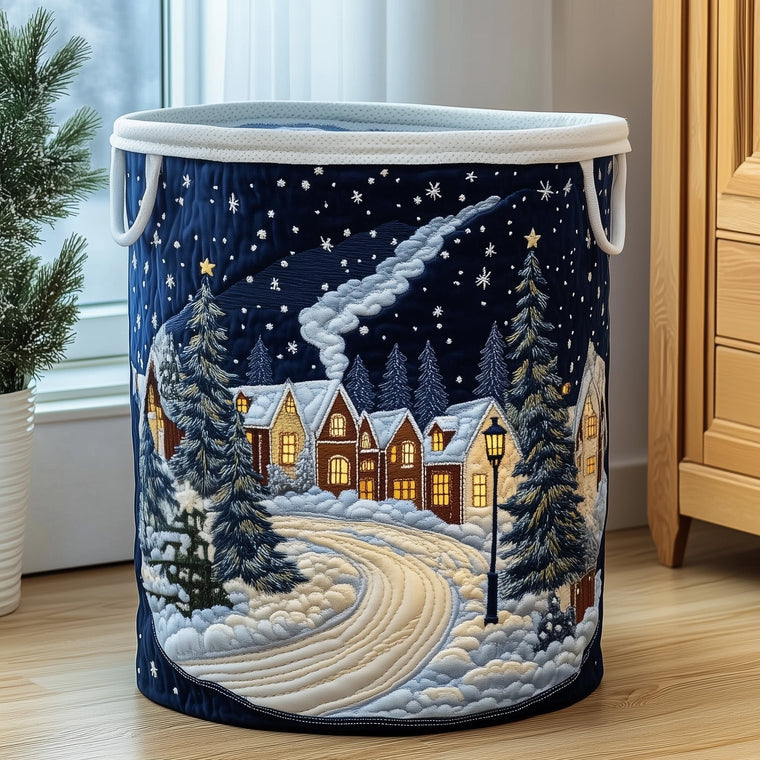 Snowy Cottage Laundry Quilted Tote