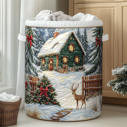 Snowy Cottage Laundry Tote Bag