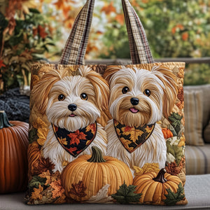Autumn Yorkshire Terrier Quilted Tote