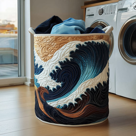 The Tidal Waves Quilted Laundry Basket Tote