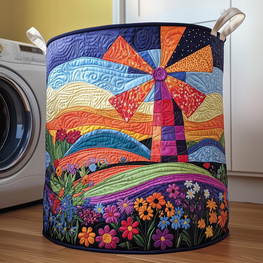 The Whimsical Windmill Quilted Laundry Basket Tote