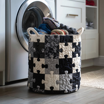 The Puzzle Riddle Quilted Laundry Basket Tote