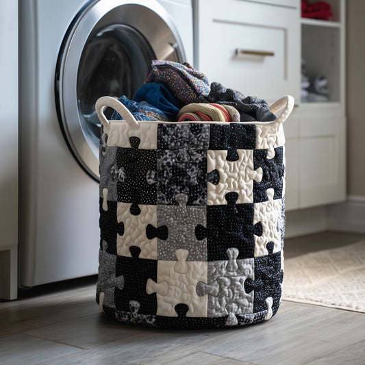 The Puzzle Riddle Quilted Laundry Basket Tote