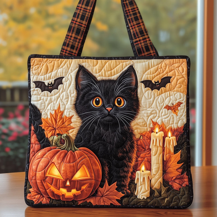 The Black Cat Autumn Quilted Tote