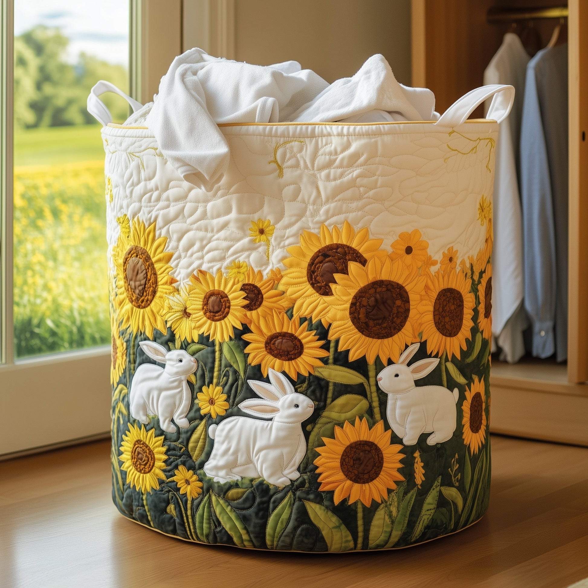 Joyful Bunnies Laundry Quilted Tote