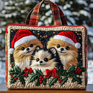 Everyday Festive Pomeranian Quilted Tote