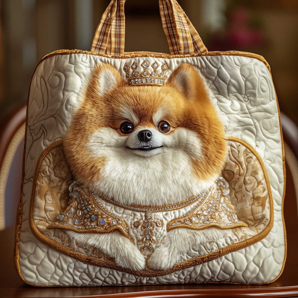 The Regal Pomeranian Quilted Tote
