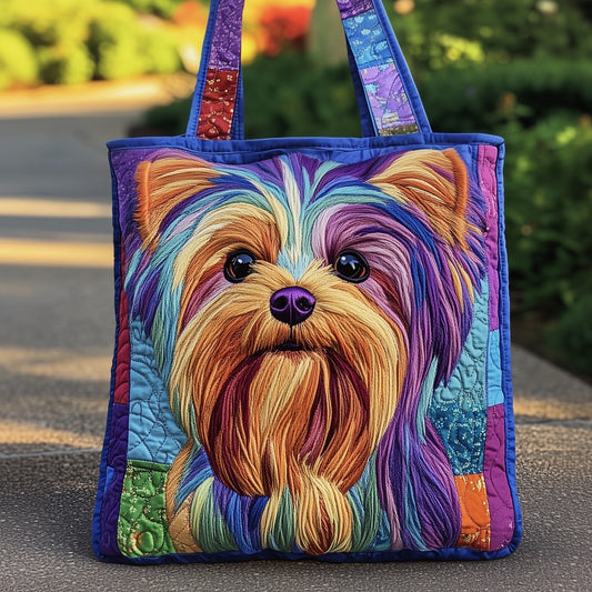 The Colorful Yorkie Quilted Tote